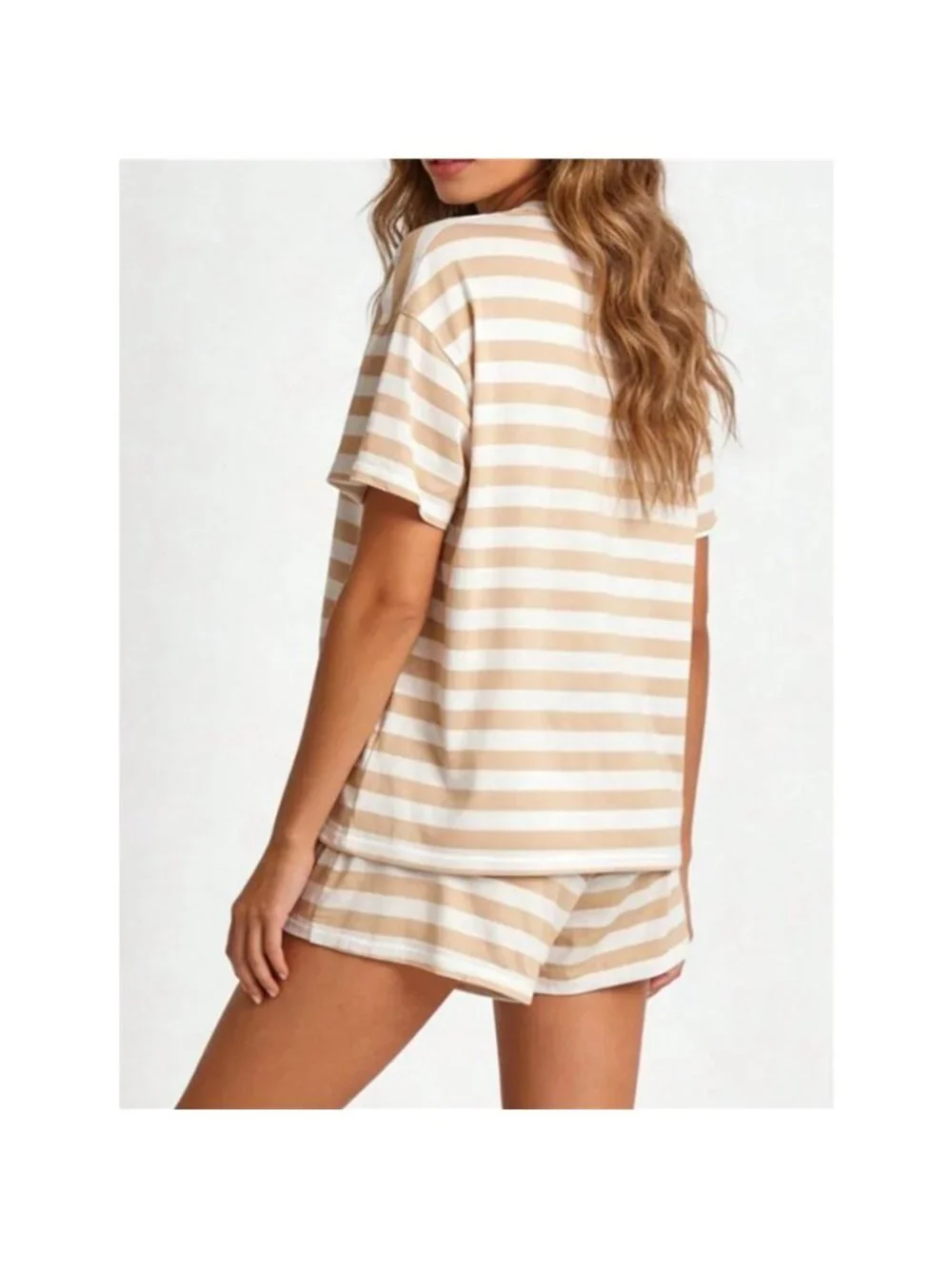 Striped Short Sleeve Tee and Drawstring Shorts Set - Picture 6 of 14